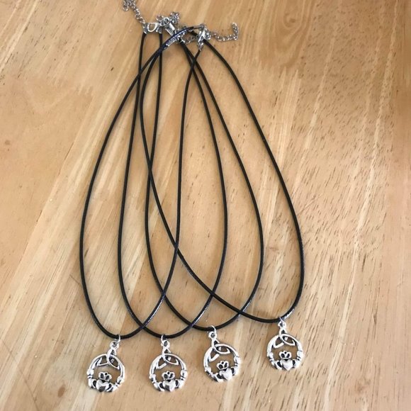 Celtic Irish Claddagh Triquetra Trinity Knot Necklace Set of 4 - Picture 3 of 4